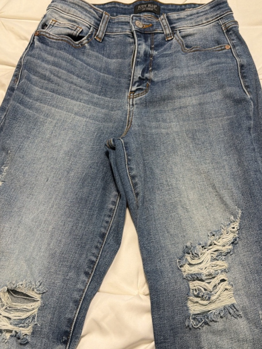 Judy Blue Light Blue Distressed Boyfriend Jeans